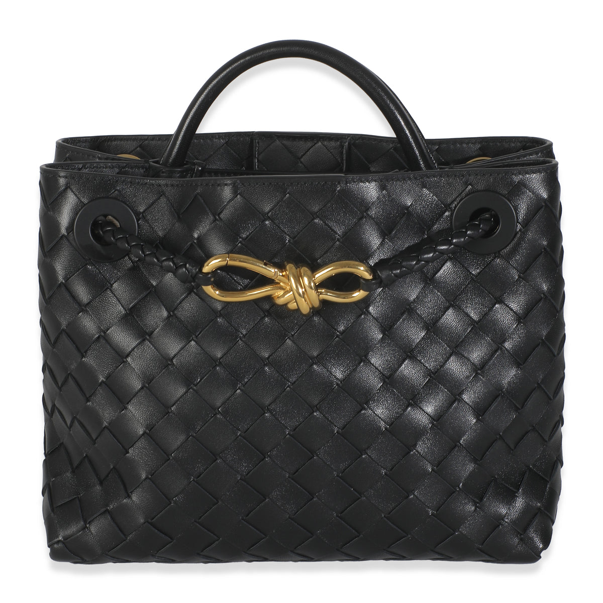 Black Nappa Intrecciato Small Andiamo Bag