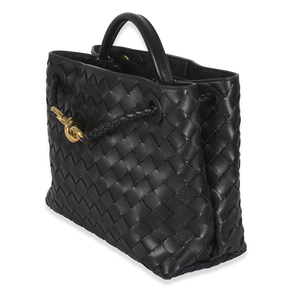 Black Nappa Intrecciato Small Andiamo Bag