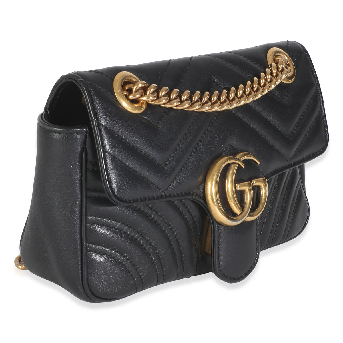 Black Matelasse Calfskin Small GG Marmont Shoulder Bag