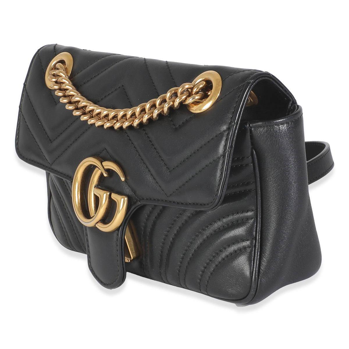 Black Matelasse Calfskin Small GG Marmont Shoulder Bag