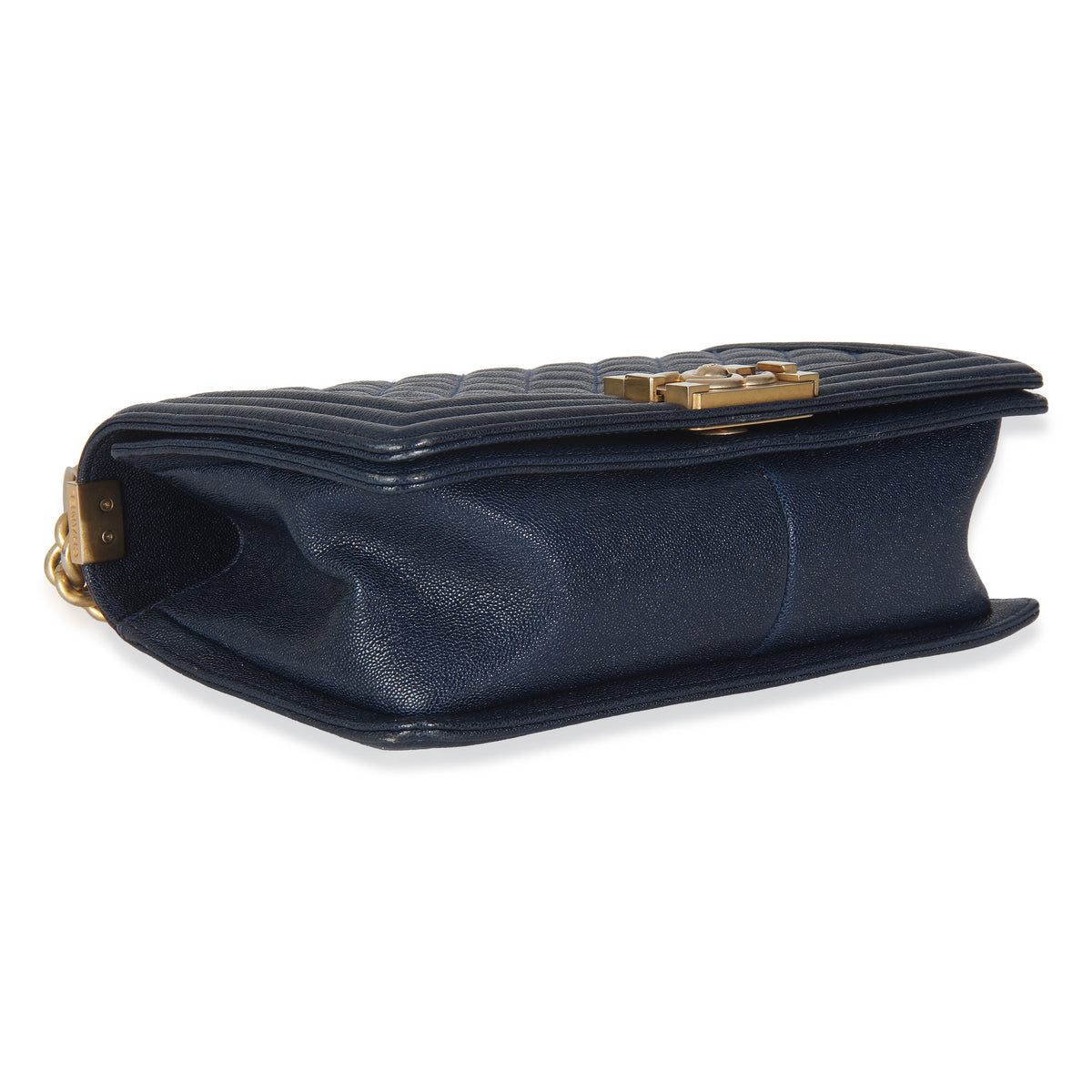Navy Quilted Caviar Medium Boy Handbag