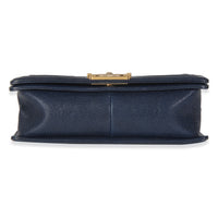 Navy Quilted Caviar Medium Boy Handbag