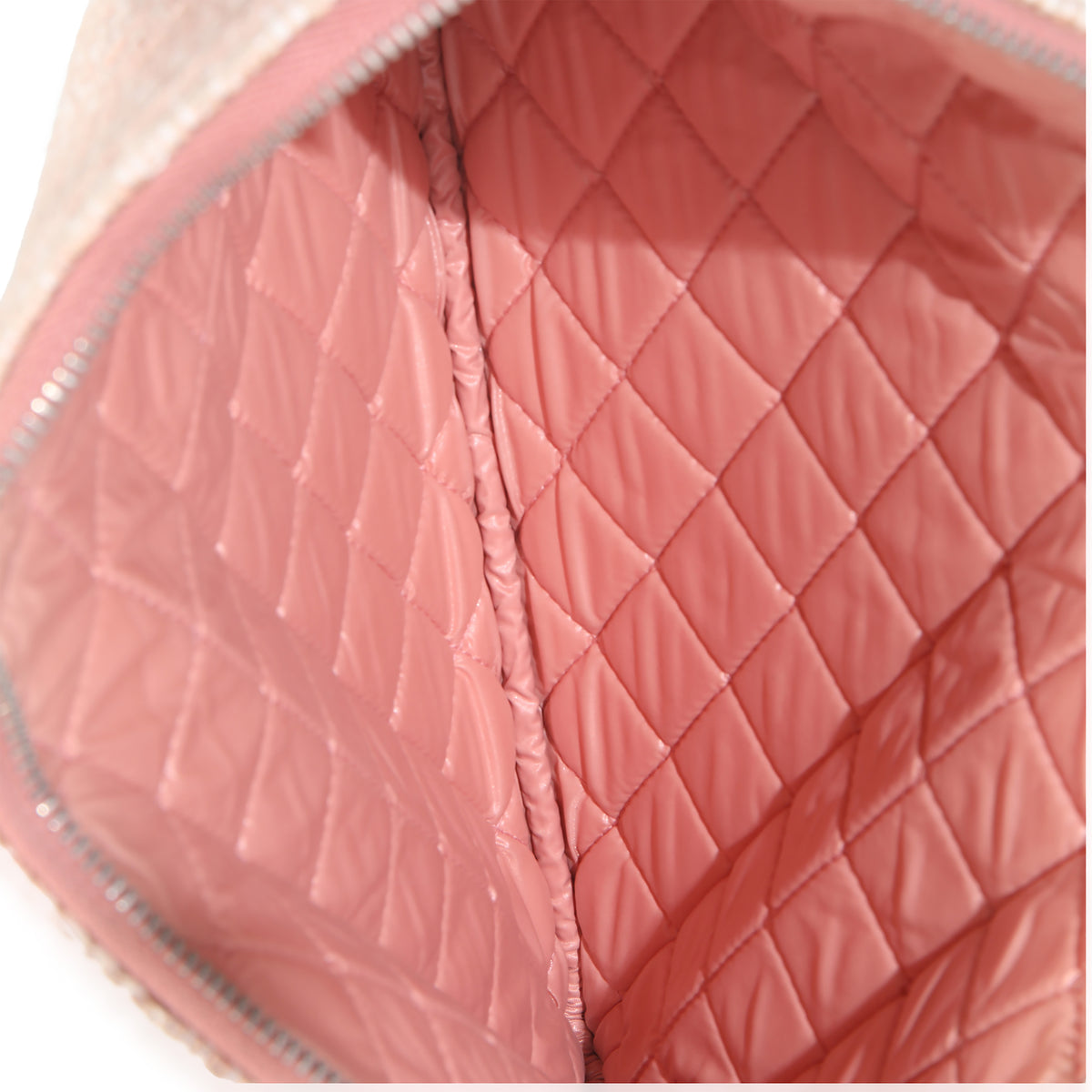 Pink Woven Straw Raffia Tweed Deauville Pouch