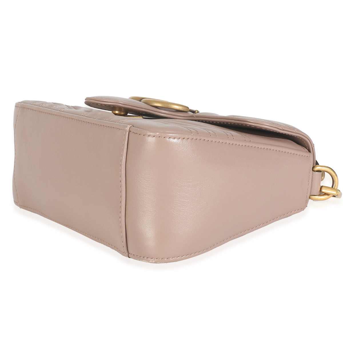 Dark Beige Chevron Matelasse Calfskin Mini GG Marmont Top Handle Bag