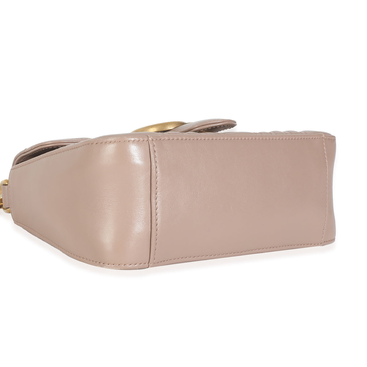 Dark Beige Chevron Matelasse Calfskin Mini GG Marmont Top Handle Bag