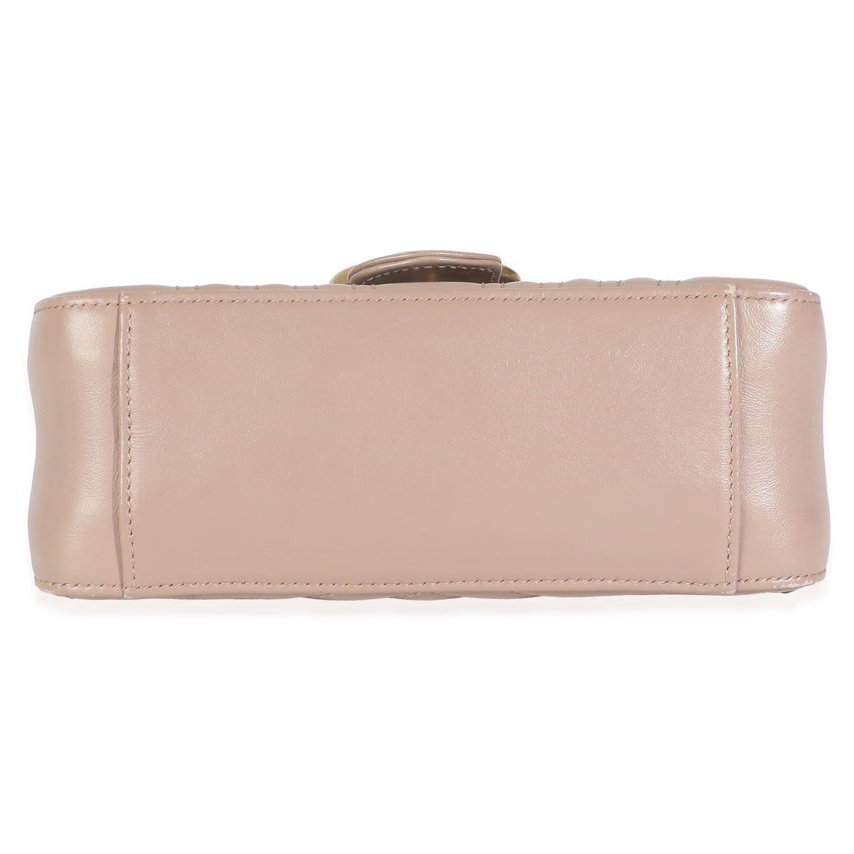 Dark Beige Chevron Matelasse Calfskin Mini GG Marmont Top Handle Bag