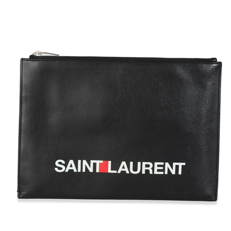 Black Calfskin Archive Logo iPad Case