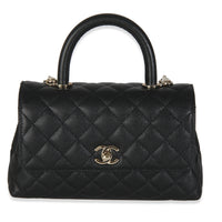 Black Quilted Caviar Mini Coco Top Handle