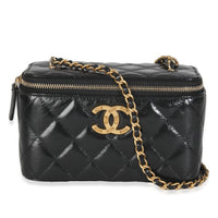 Black Quilted Calfskin Chain CC Vanity