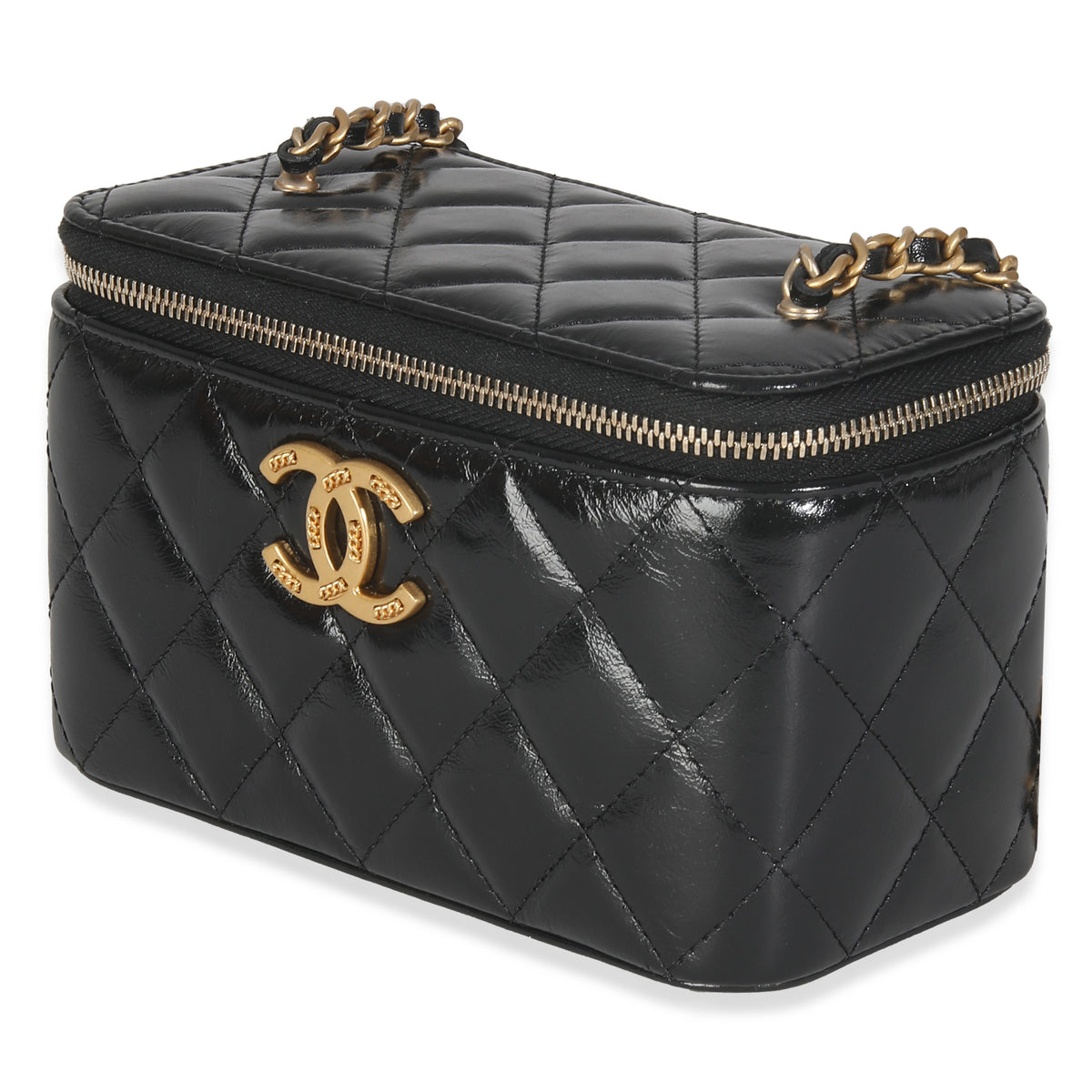 Black Quilted Calfskin Chain CC Vanity