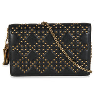 Christian Dior Black Studded Lady Dior Wallet On Chain Handbag bv