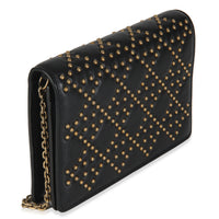 Christian Dior Black Studded Lady Dior Wallet On Chain Handbag pv