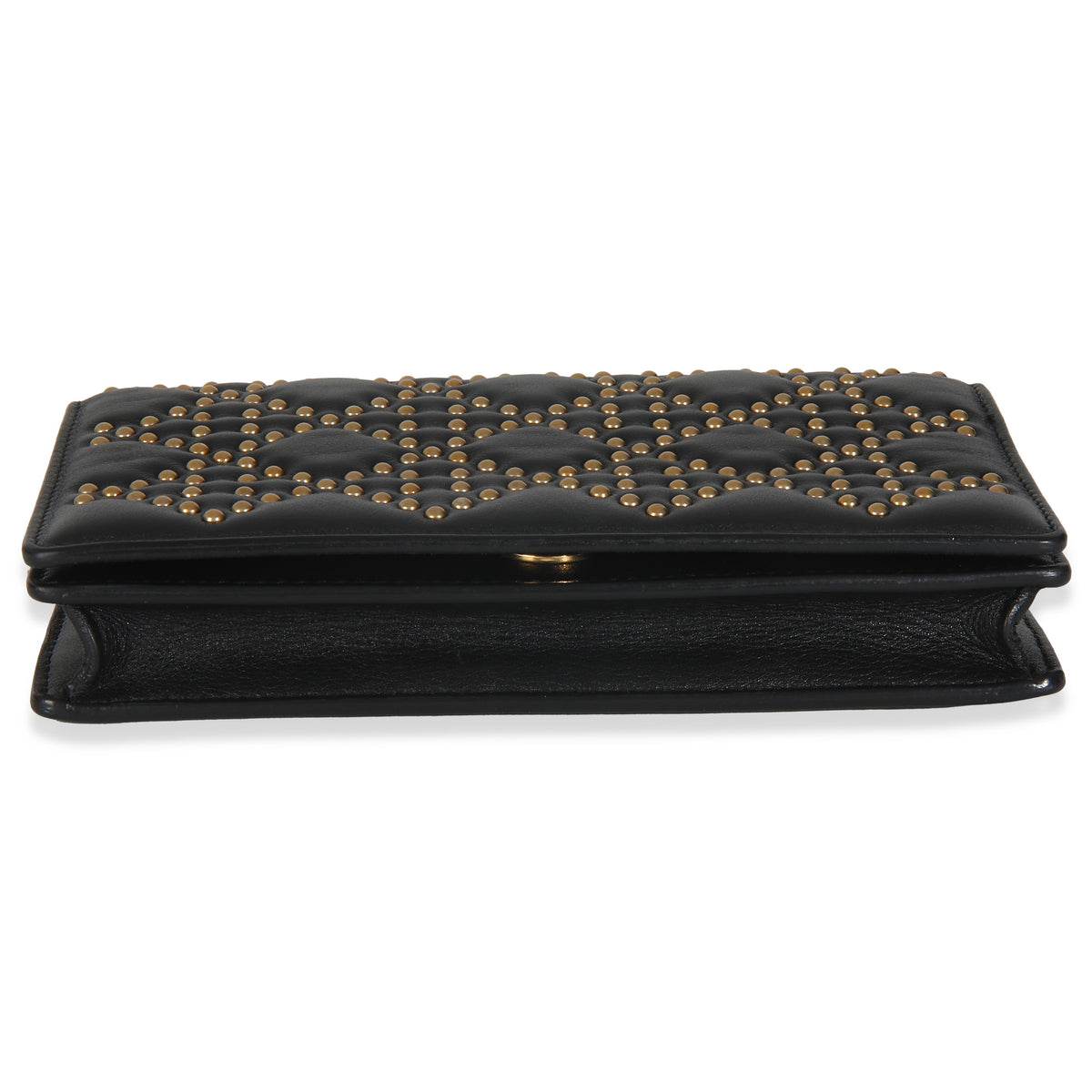 Christian Dior Black Studded Lady Dior Wallet On Chain Handbag stamp