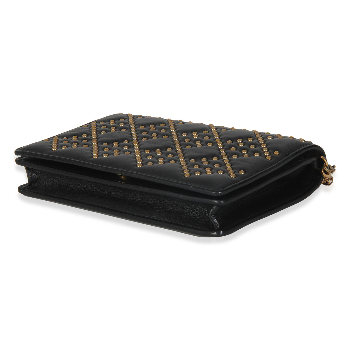 Black Studded Lady Dior Wallet On Chain