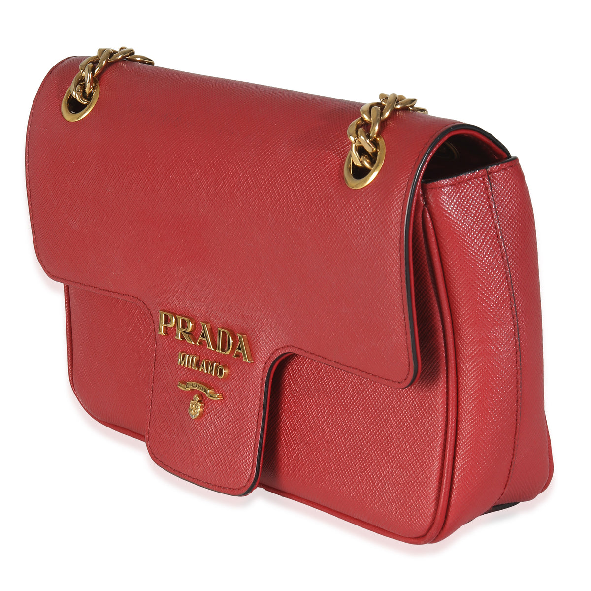Red Pattina Saffiano Flap