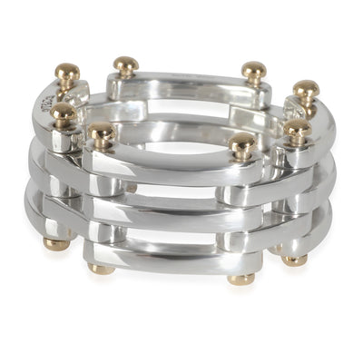 Yellow Gold & Sterling Silver  Gate Link Ring