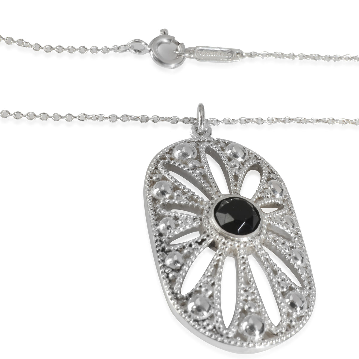 Sterling Silver Pearl and Onyx Ziegfeld Daisy Pendant