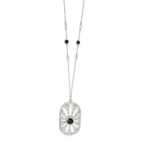 Sterling Silver Pearl and Onyx Ziegfeld Daisy Pendant