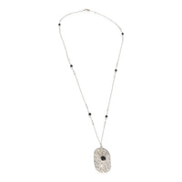 Sterling Silver Pearl and Onyx Ziegfeld Daisy Pendant