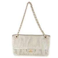 Light Gold Metallic Perforated Calfskin Small Up In The Air Flap