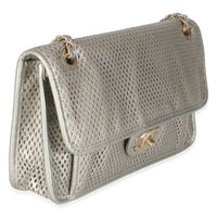 Light Gold Metallic Perforated Calfskin Small Up In The Air Flap