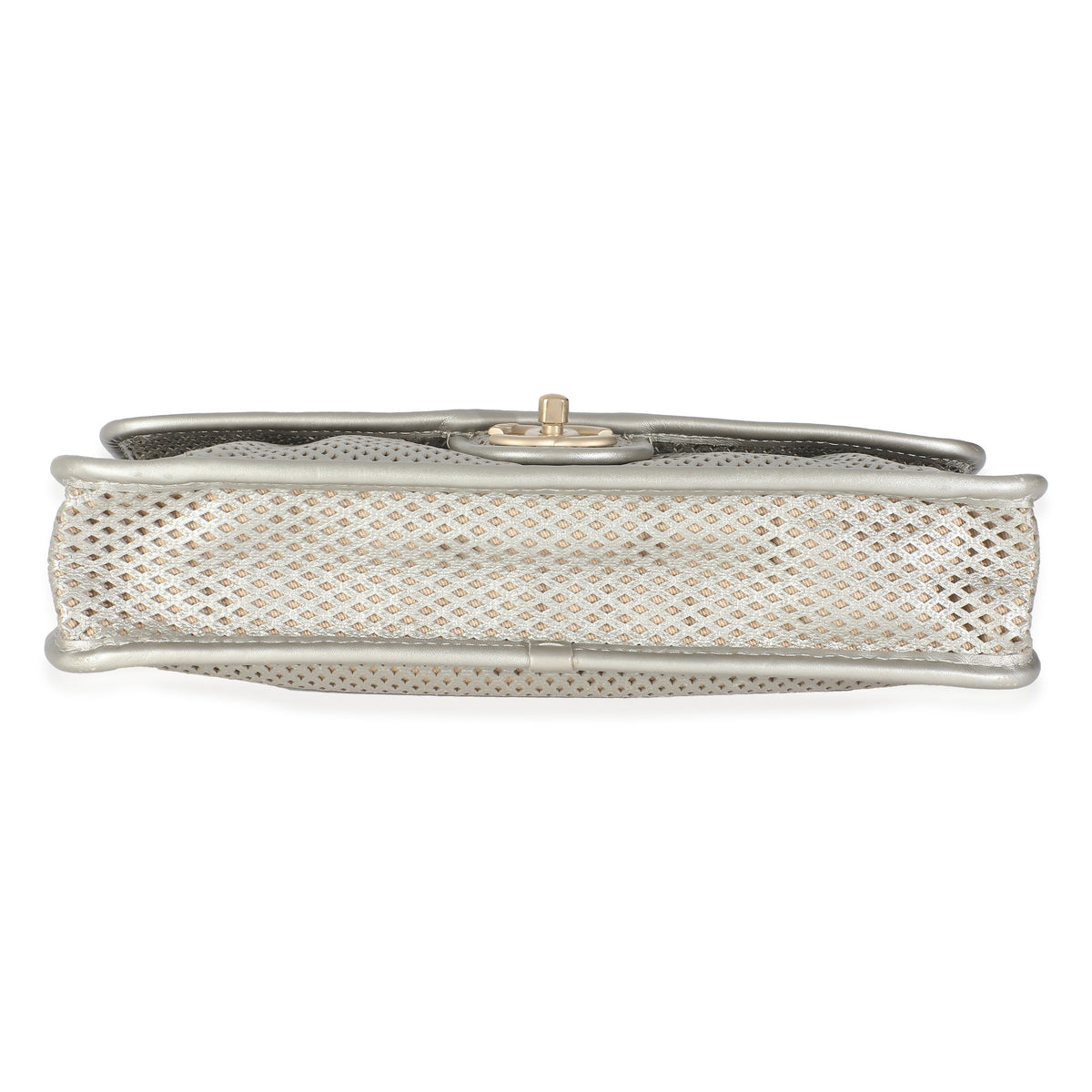 Light Gold Metallic Perforated Calfskin Small Up In The Air Flap