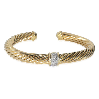 Yellow Gold Diamond Cable Classic Center Station Bracelet