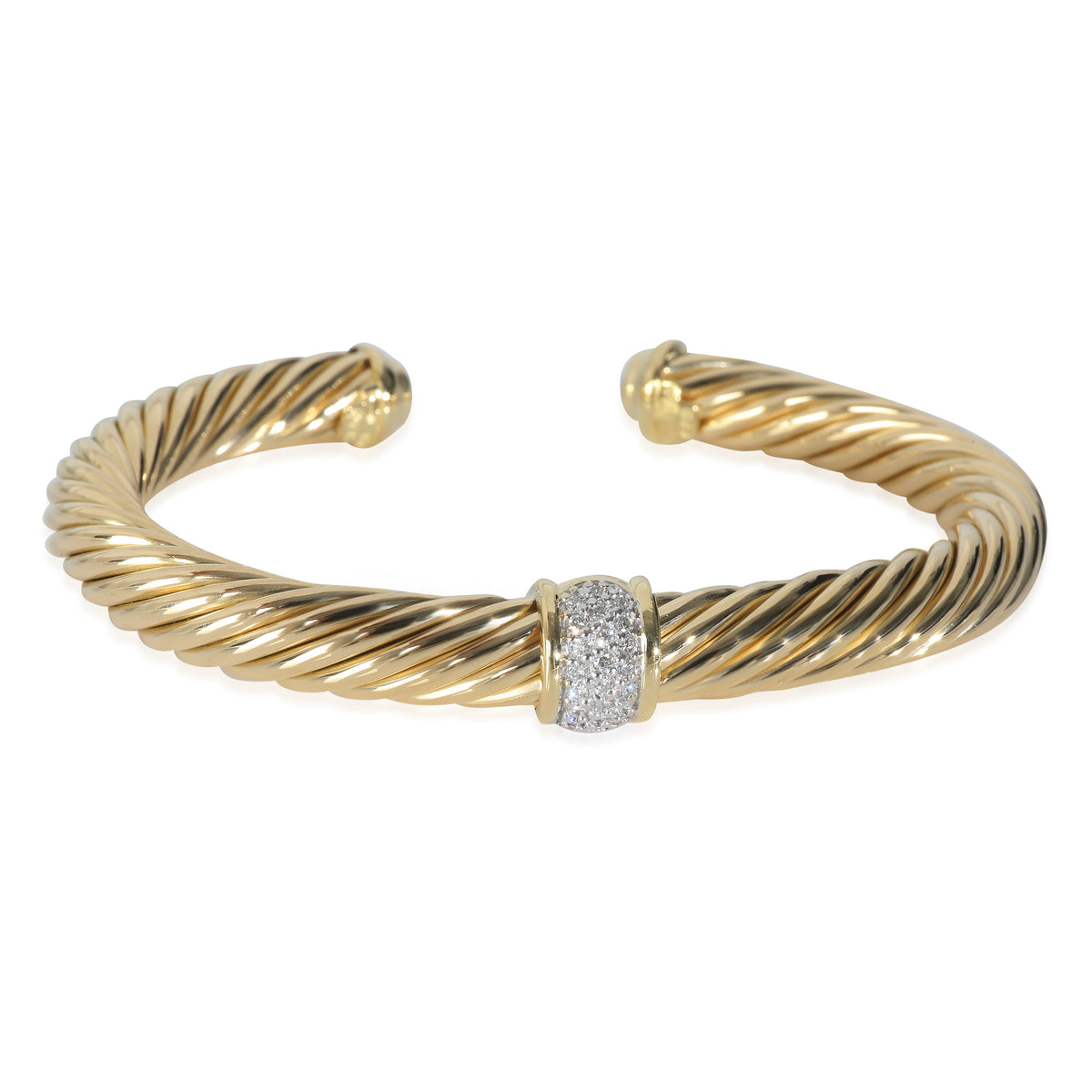 Yellow Gold Diamond Cable Classic Center Station Bracelet