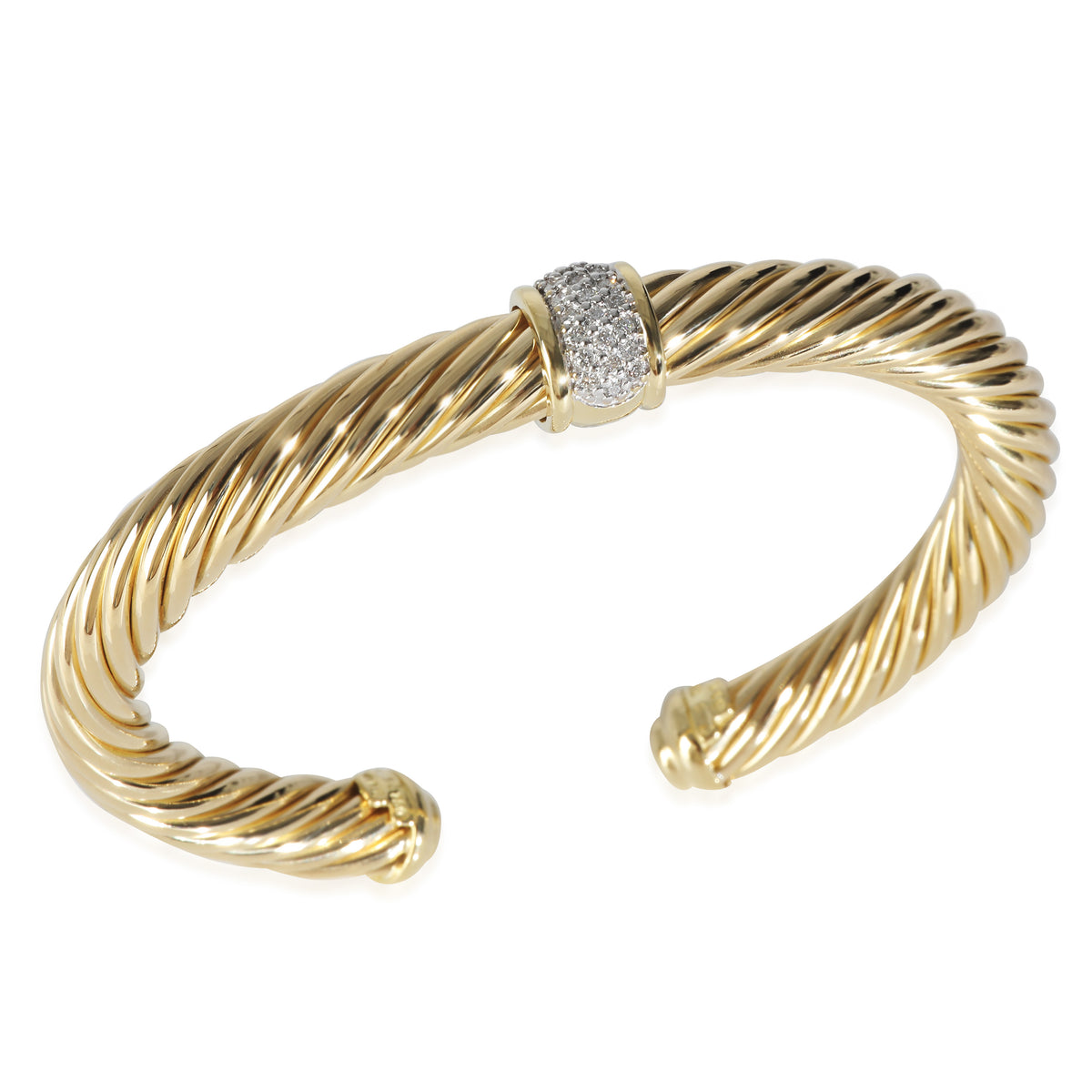 Yellow Gold Diamond Cable Classic Center Station Bracelet