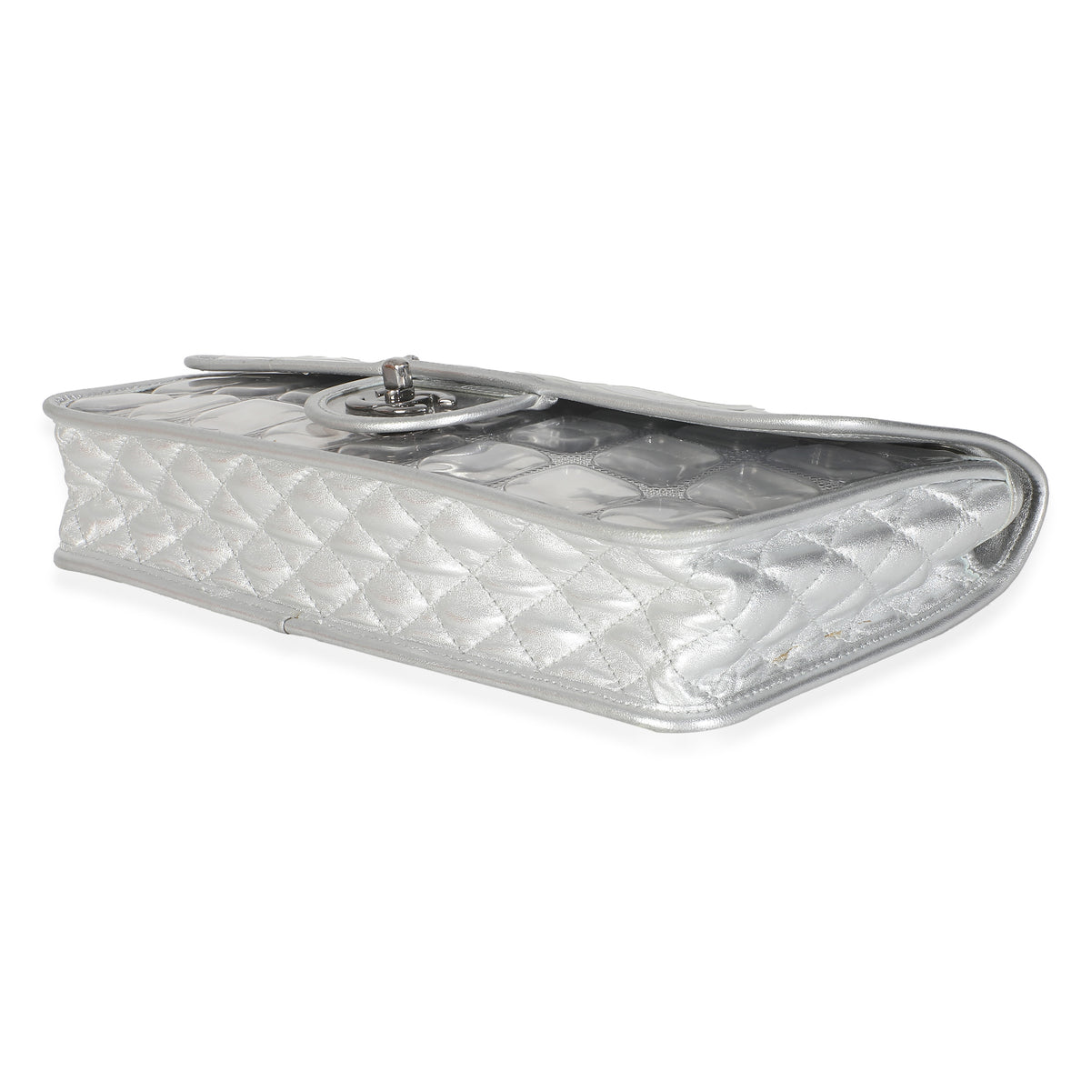 Silver PVC Calfskin Ice Cube Flap