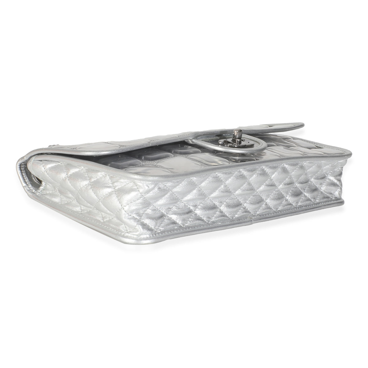 Silver PVC Calfskin Ice Cube Flap
