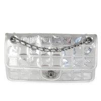 Silver PVC Calfskin Ice Cube Flap