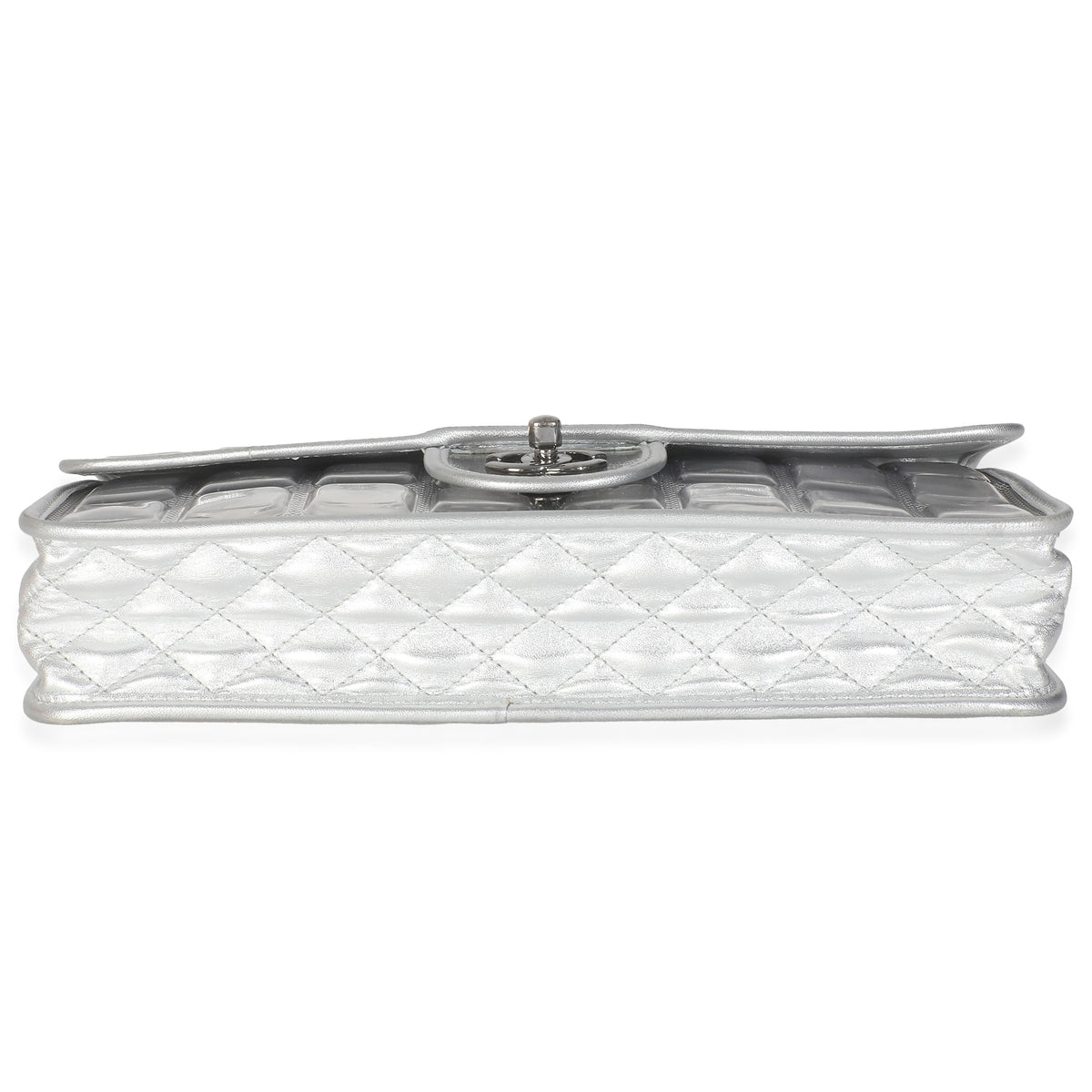 Silver PVC Calfskin Ice Cube Flap