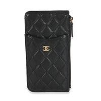 20S Black Quilted Caviar Phone Wallet