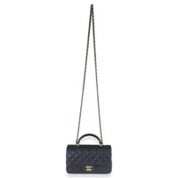 Navy Quilted Lambskin Mini Rectangular Top Handle