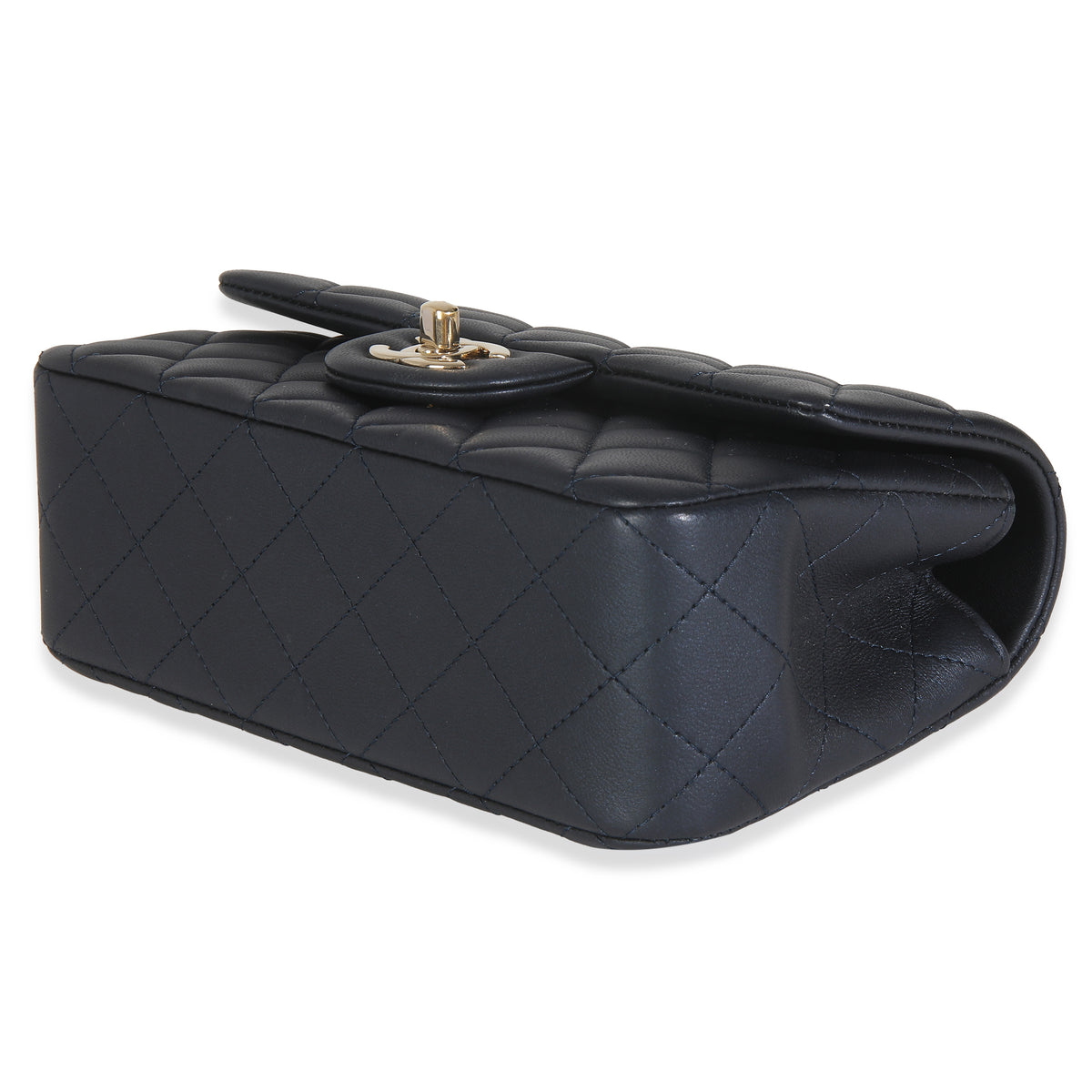 Navy Quilted Lambskin Mini Rectangular Top Handle
