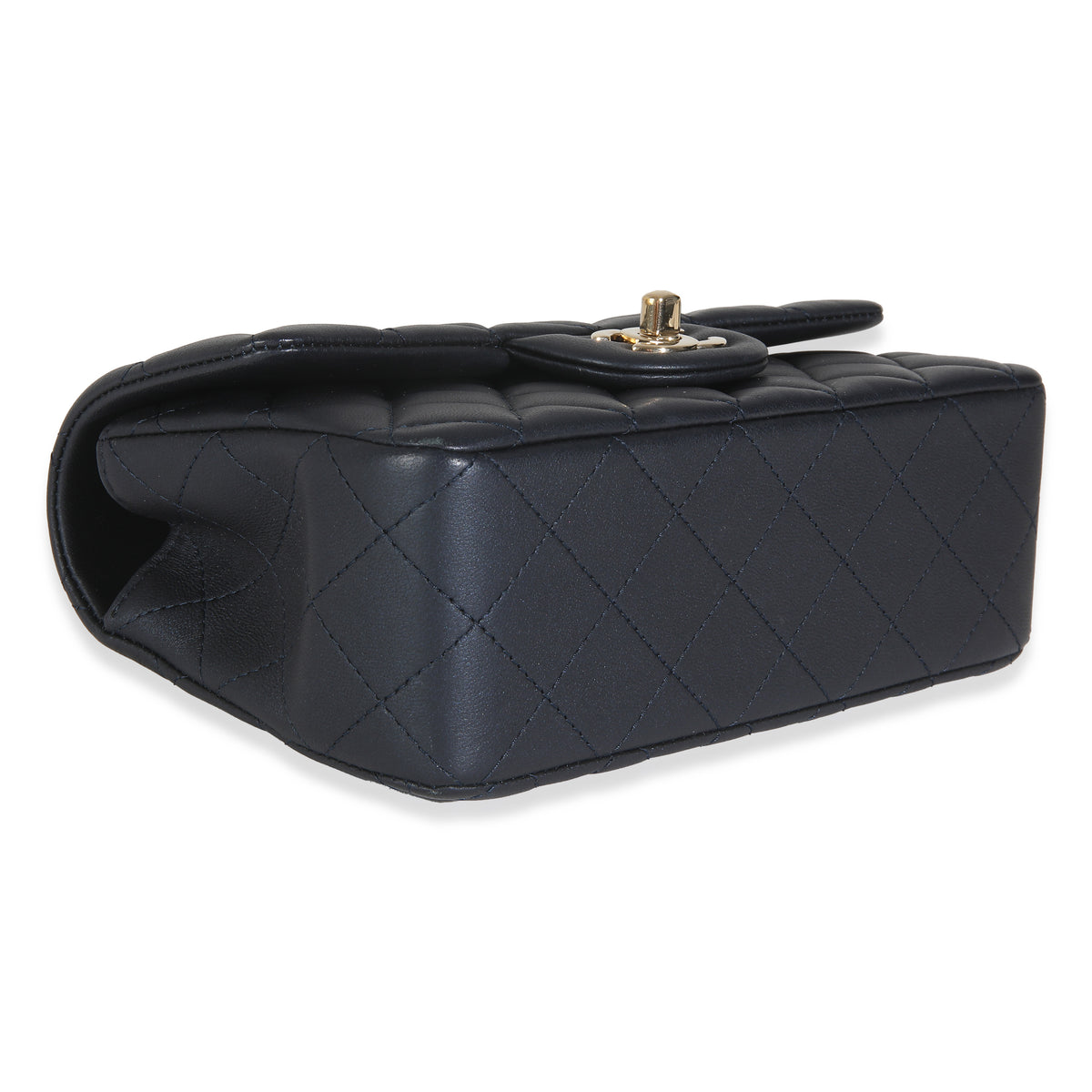 Navy Quilted Lambskin Mini Rectangular Top Handle