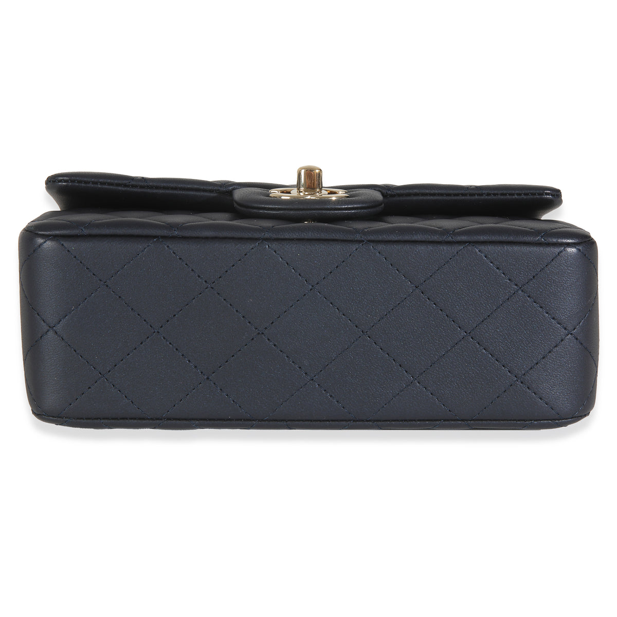 Navy Quilted Lambskin Mini Rectangular Top Handle