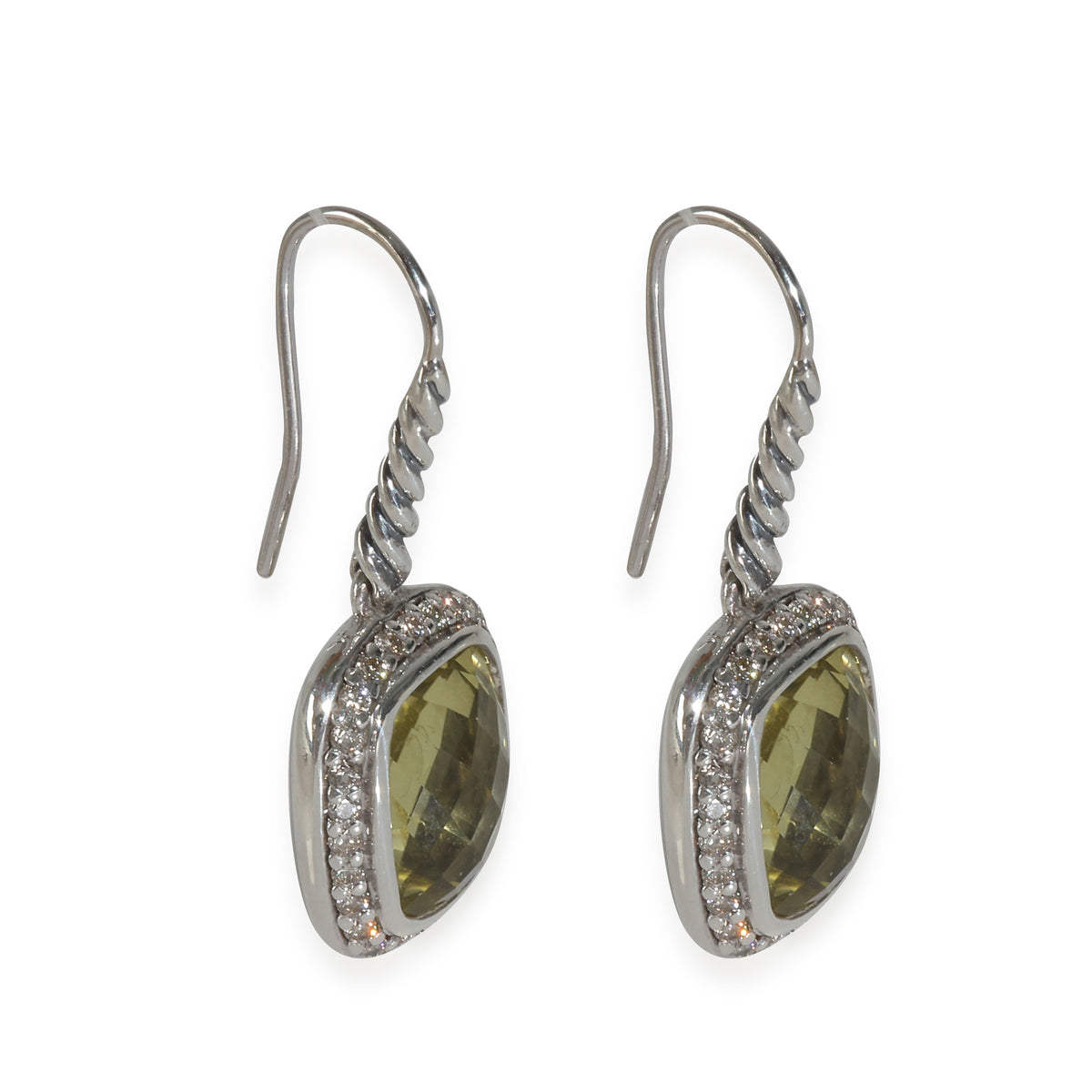 Sterling Silver Peridot and Diamond Noblesse Earrings