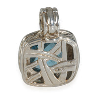 Sterling Silver Blue Topaz and Diamond 11mm Albion Pendant