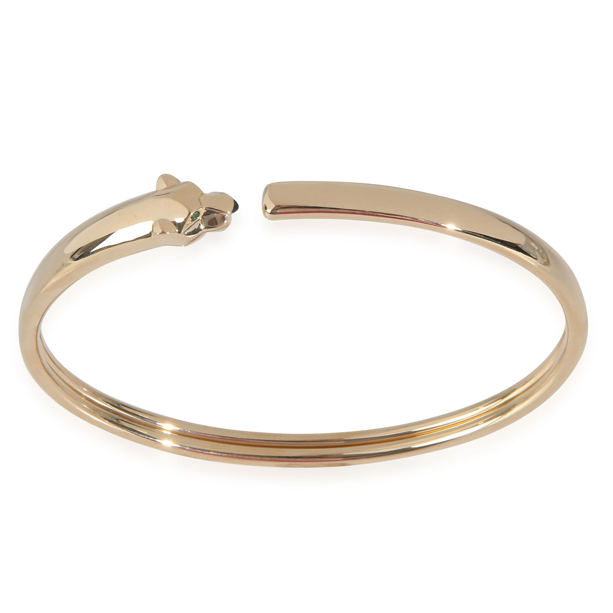 Yellow Gold Tsavorite and Onyx Small Model Panthere de Cartier Bracelet