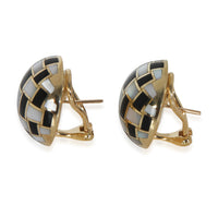 Yellow Gold Mother Of Pearl and Onyx Mosiac Earrings