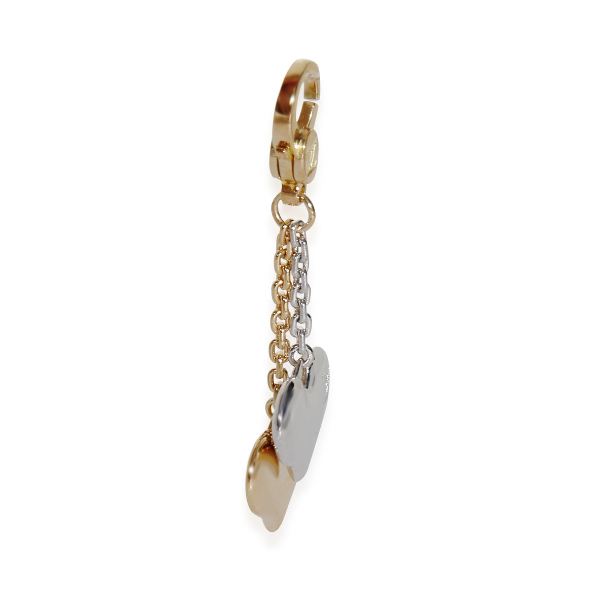 White Gold & Yellow Gold  Double Heart Charm