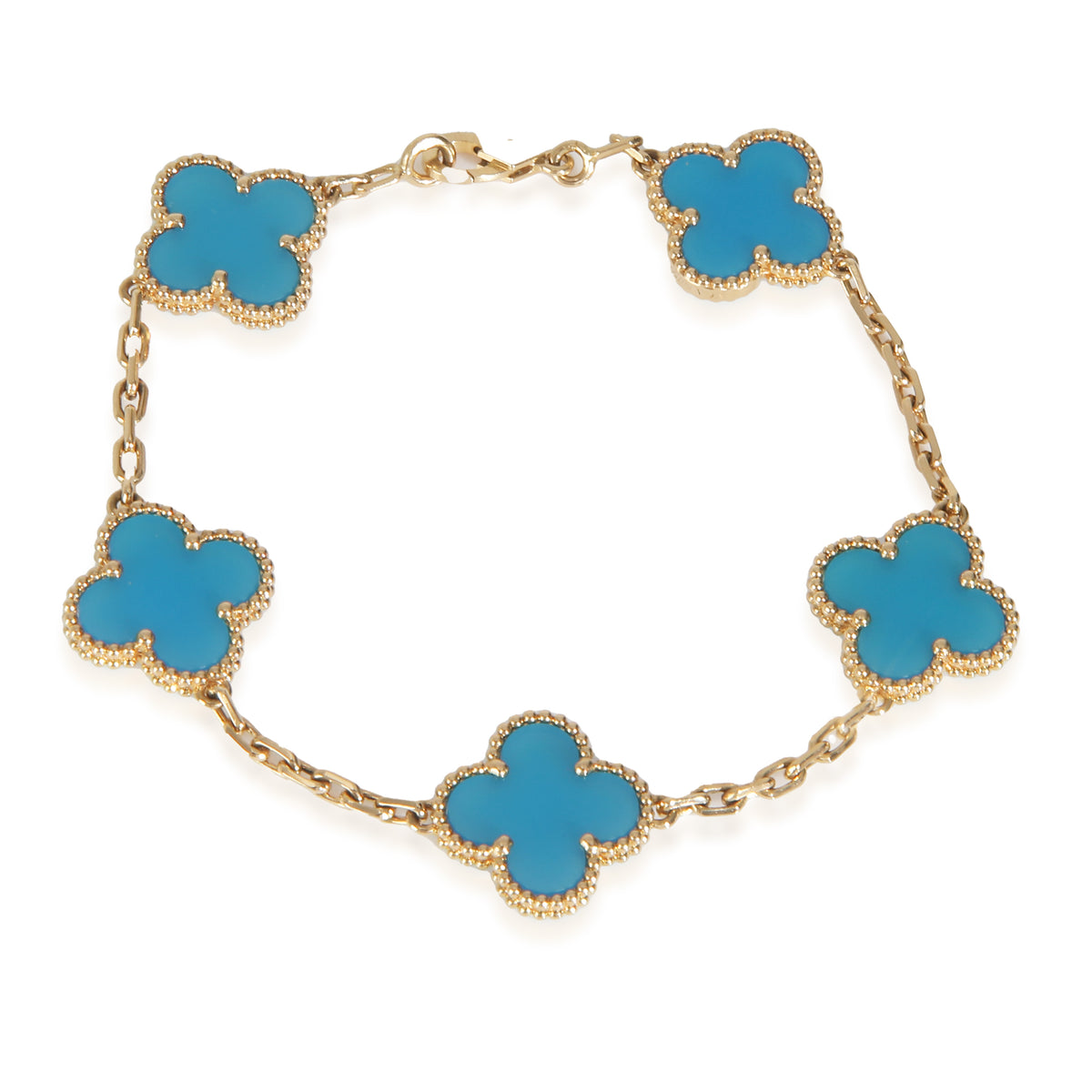 Yellow Gold Agate Vintage Alhambra Bracelet