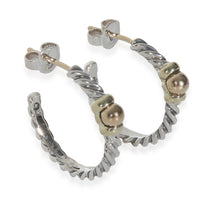 Yellow Gold & Sterling Silver  Cable Hoop Earrings