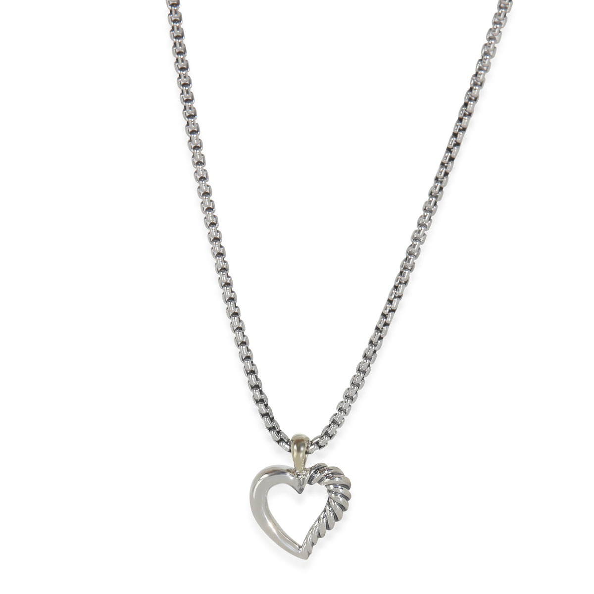 Yellow Gold & Sterling Silver  Cable Heart Pendant
