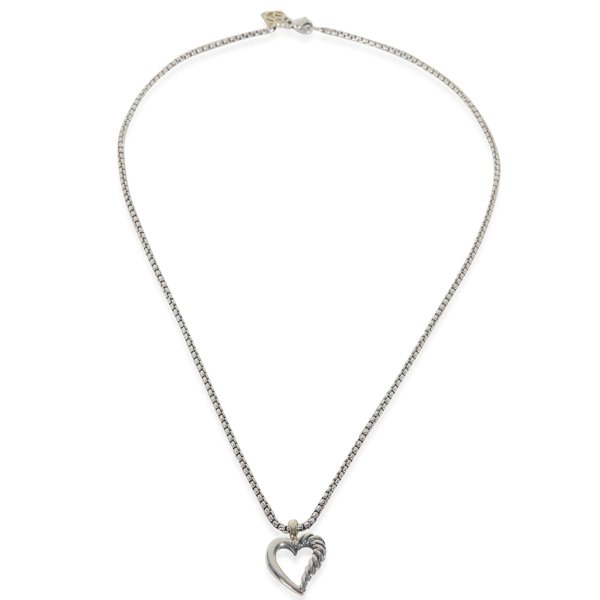 Yellow Gold & Sterling Silver  Cable Heart Pendant