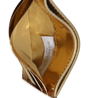 Gold Metallic Intrecciato Leather Credit Card Case