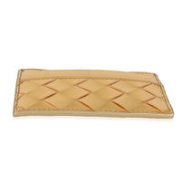 Gold Metallic Intrecciato Leather Credit Card Case