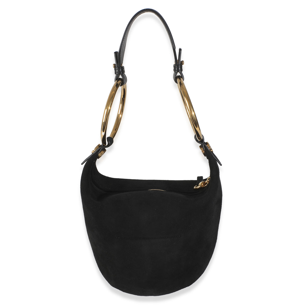 Chloé Black Suede Small Gold Bracelet Bag Handbag bv